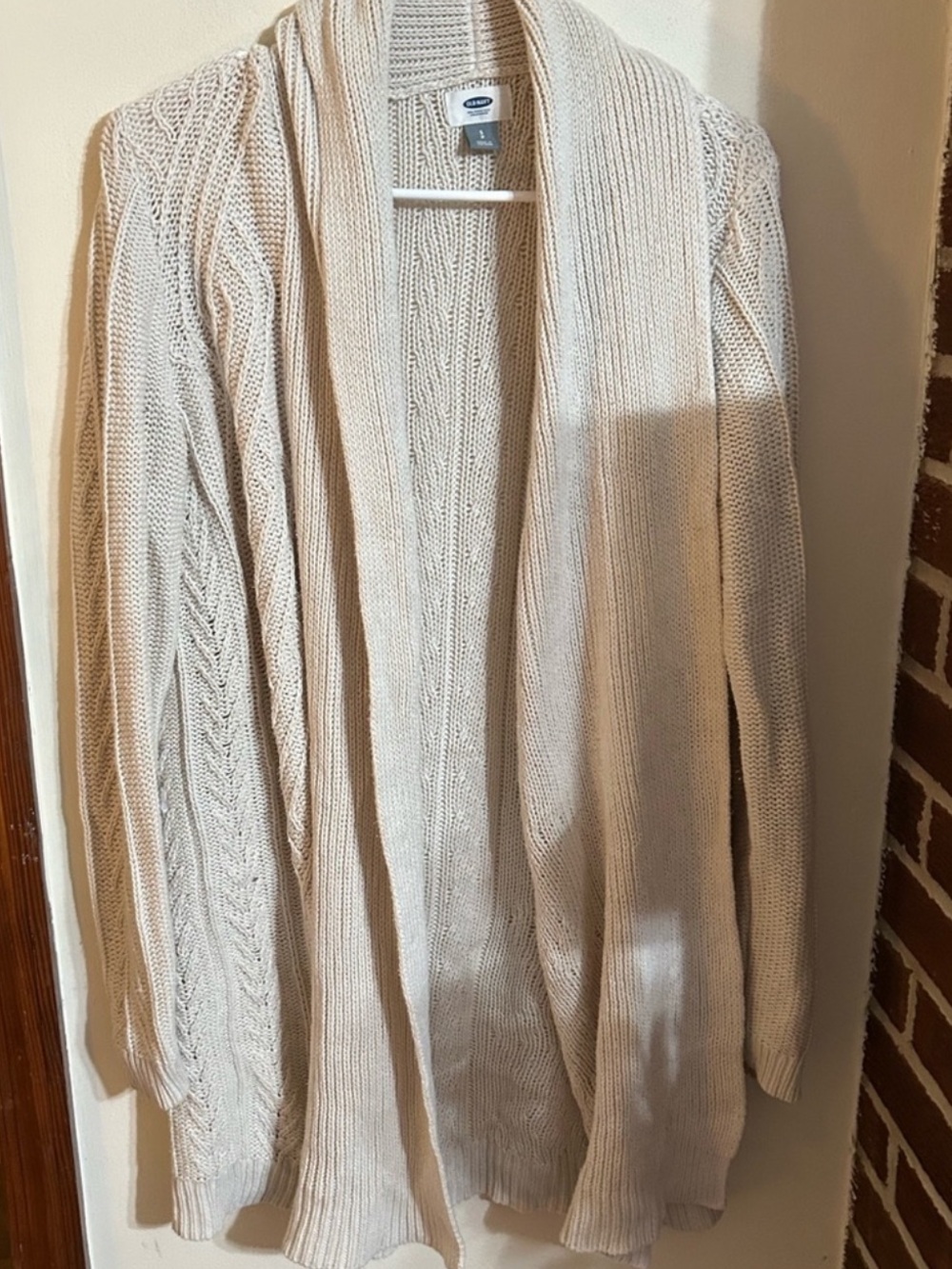 Old Navy Size Sp Oversized Women's Cream Open-Front Cable Knit Cardigan